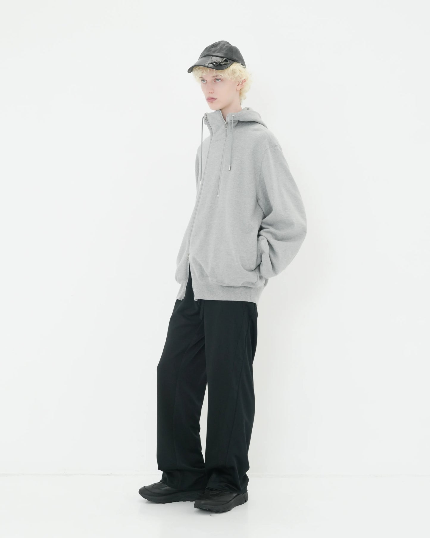 DOUBLE FRONT SWEAT HOODIE GREY