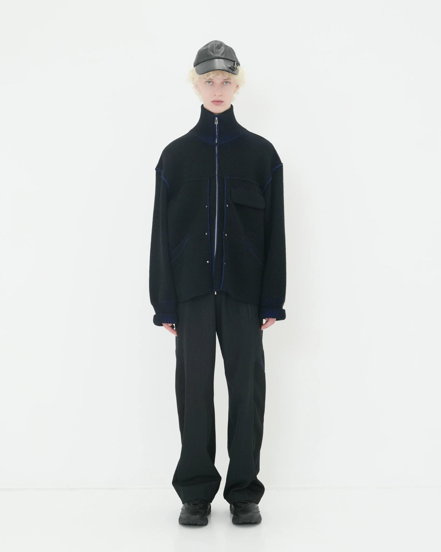 CHALK STRIPE TRACK PANTS BLACK