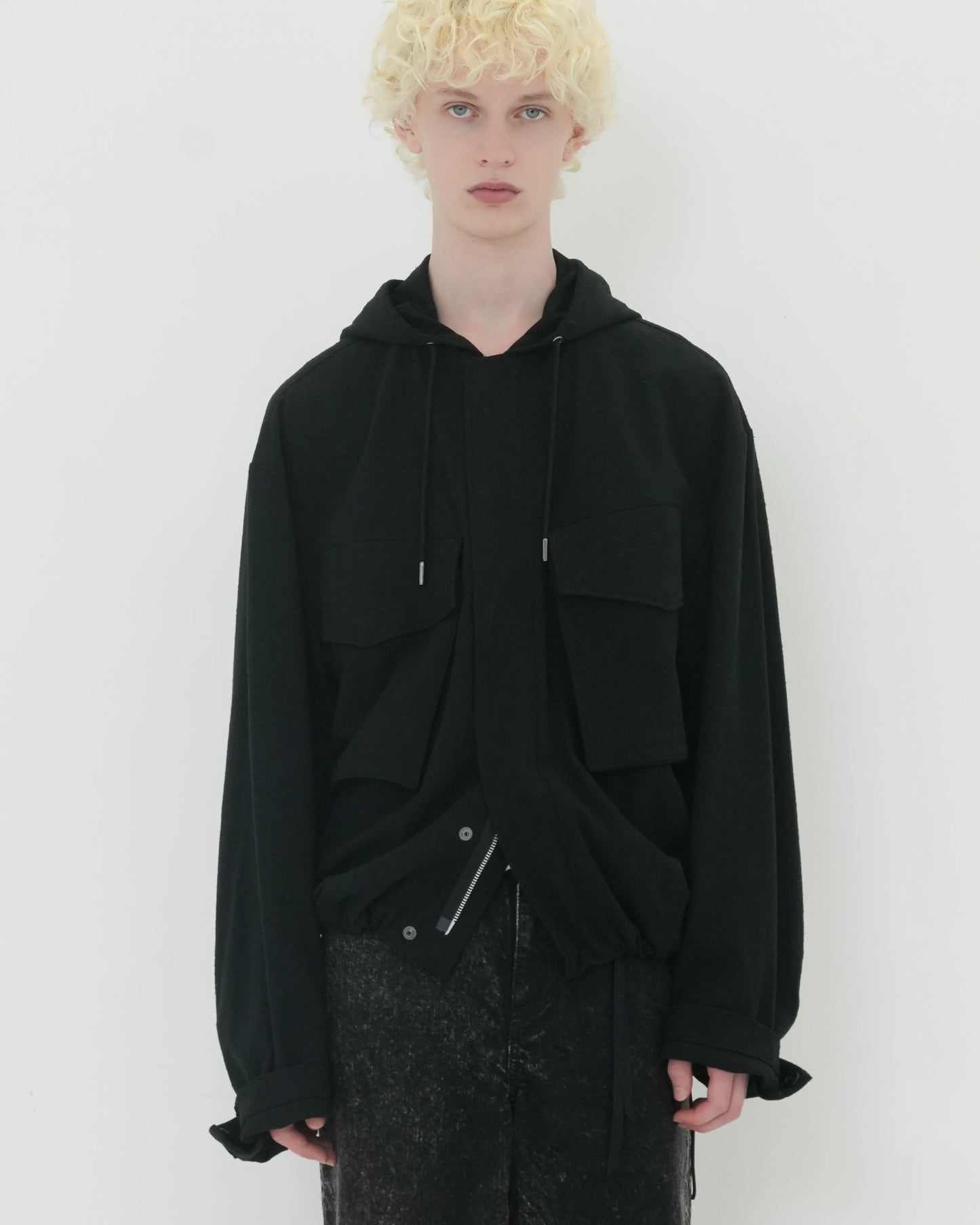 NEP SILK HOOD BLOUSON BLACK