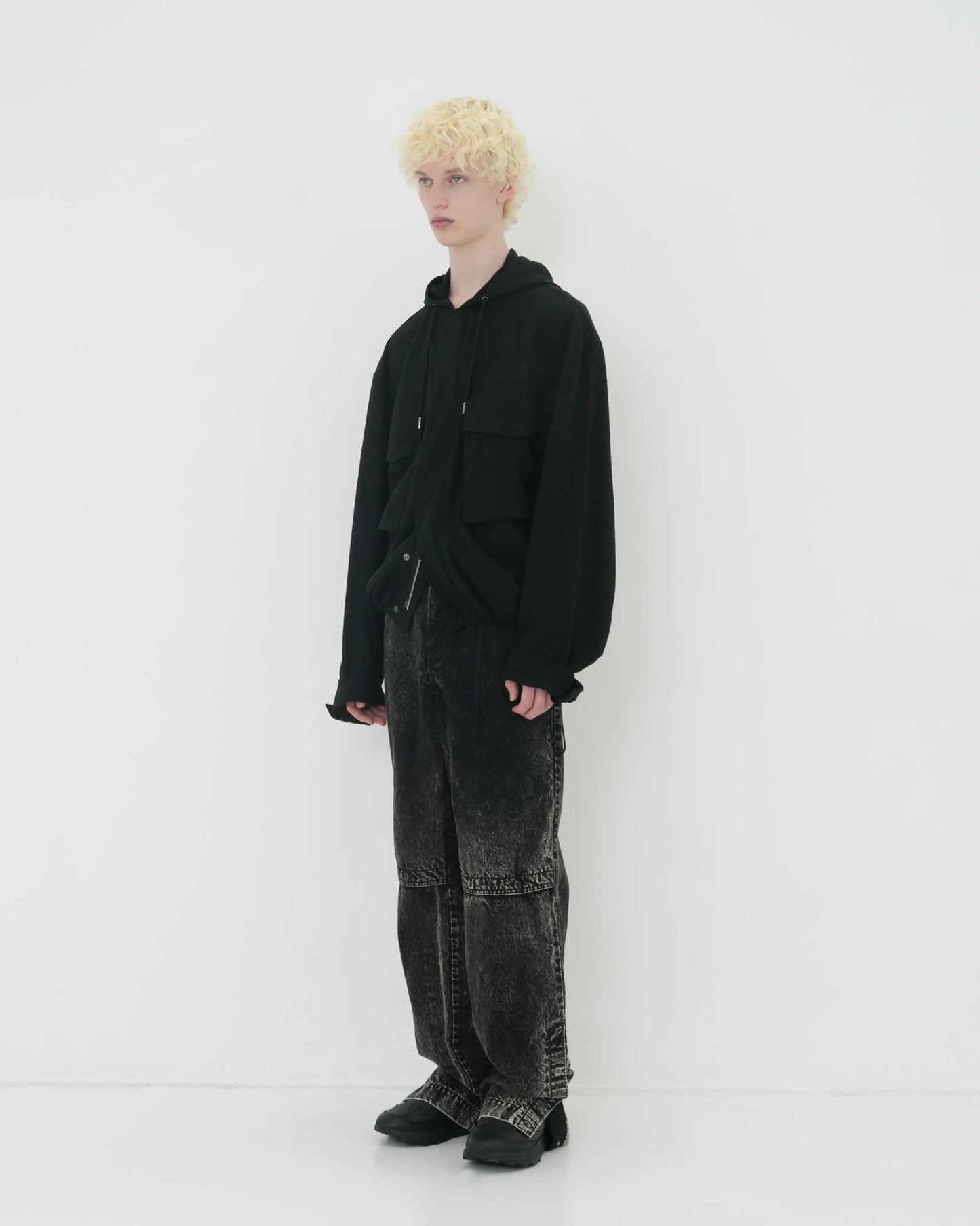 NEP SILK HOOD BLOUSON BLACK