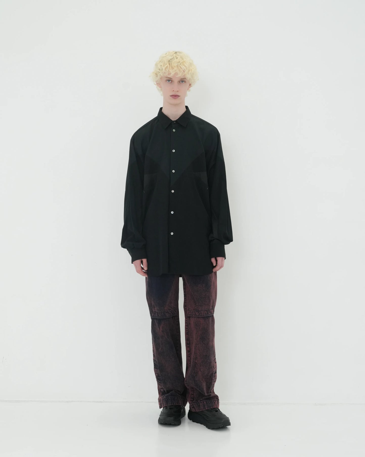 KNEE TUCK DENIM PANTS NAVY