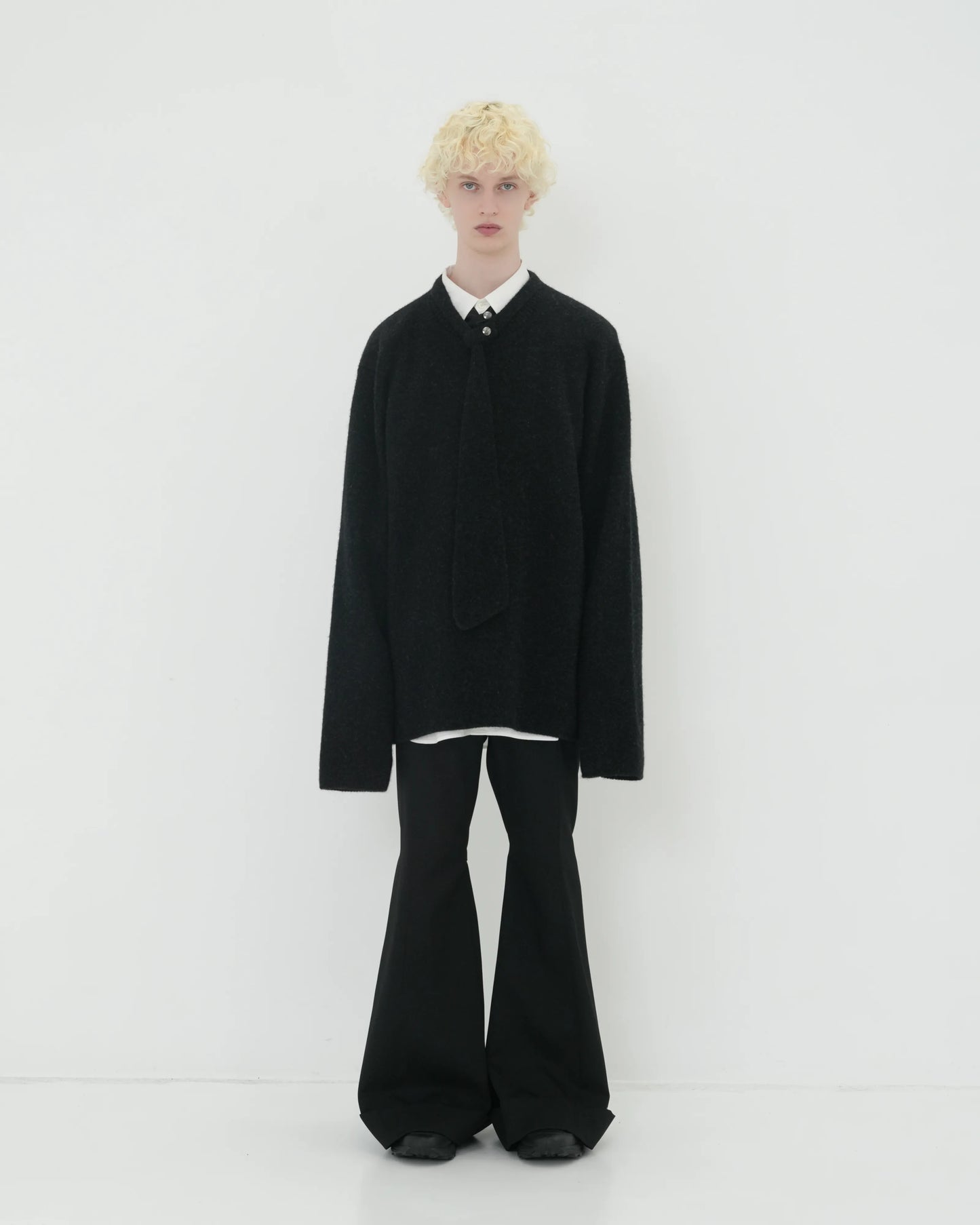 NECKTIE KNIT PO CHARCOAL