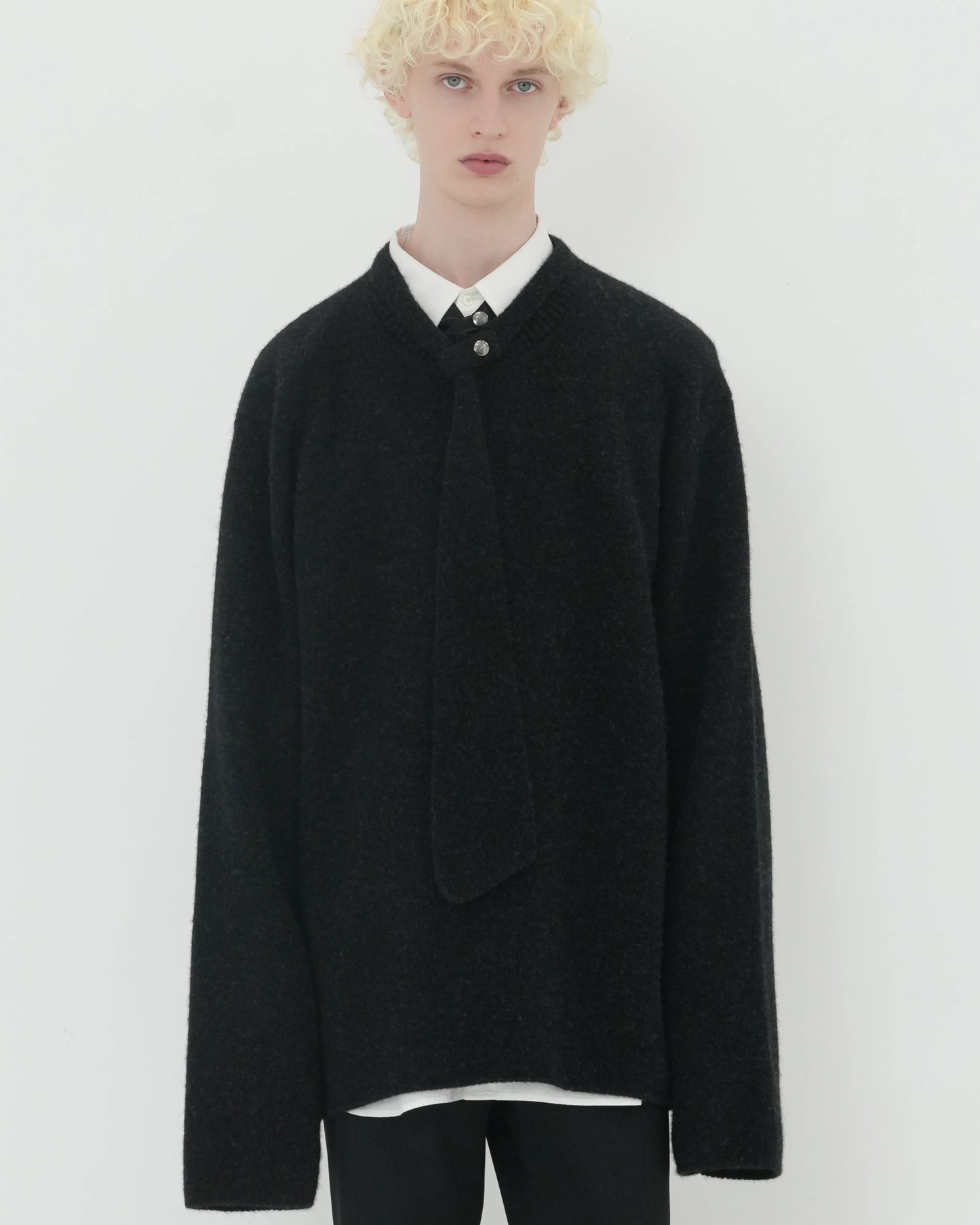 NECKTIE KNIT PO CHARCOAL