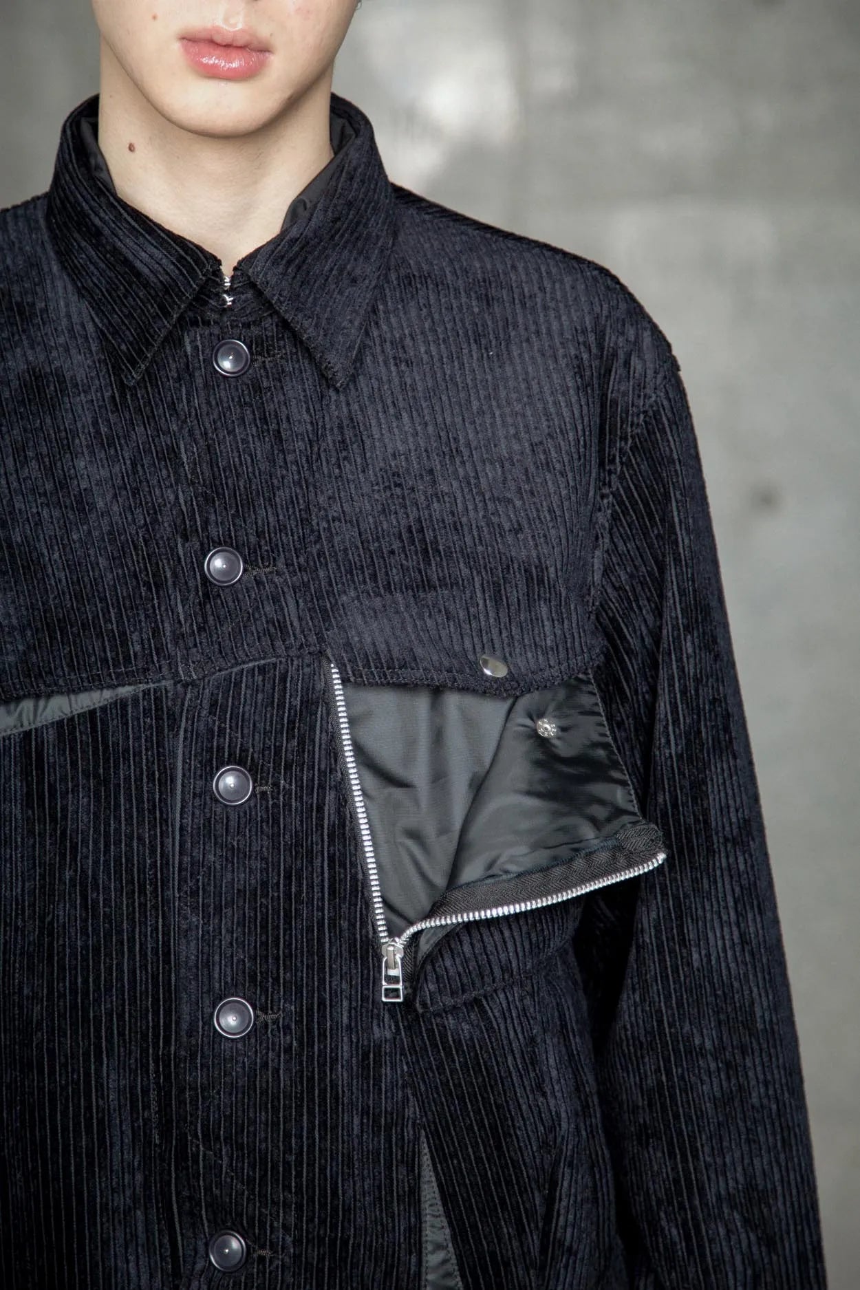 ∠13° CORDUROY JACKET BLACK GREY