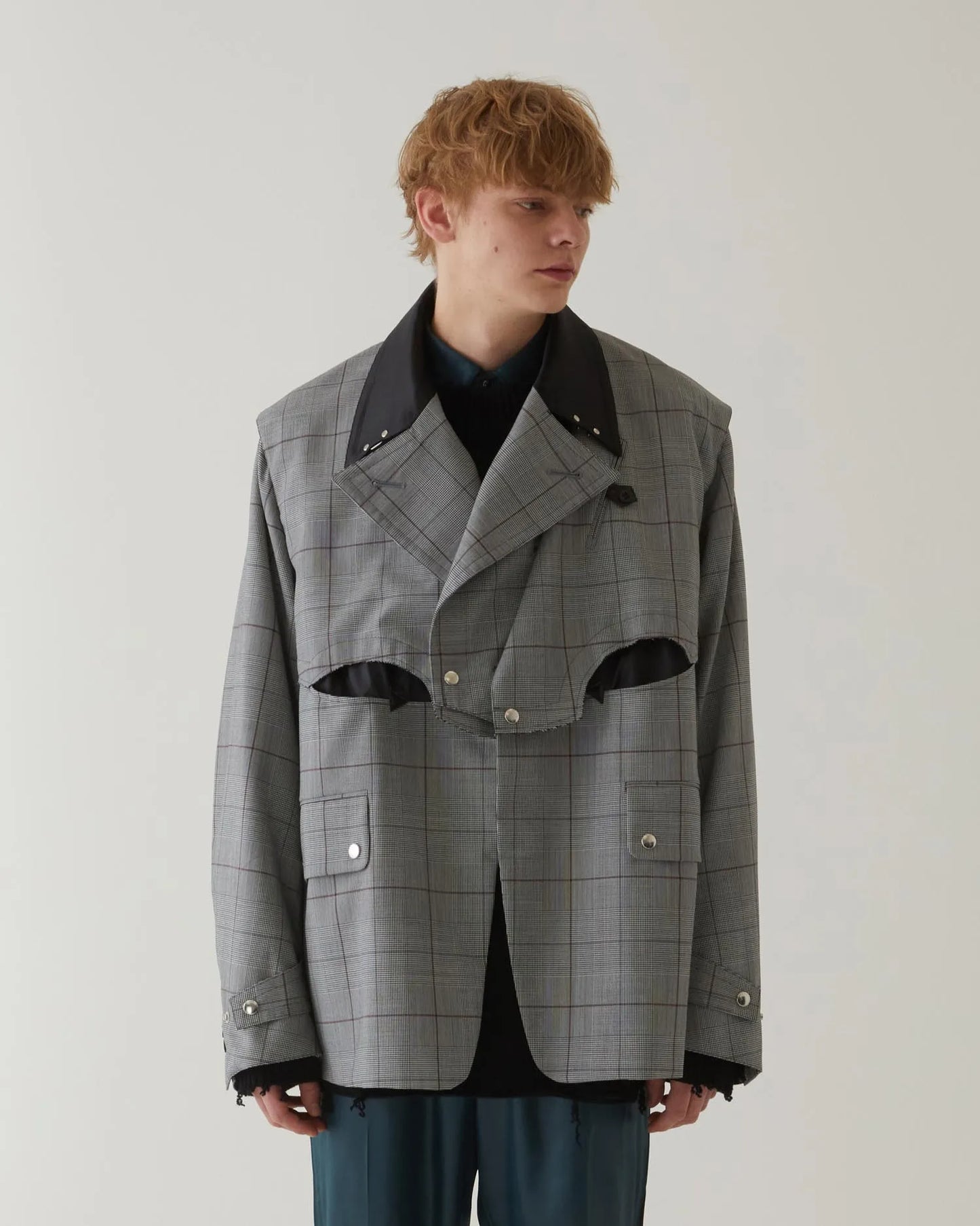 GLEN CHECK WESTERN JACKET GREY