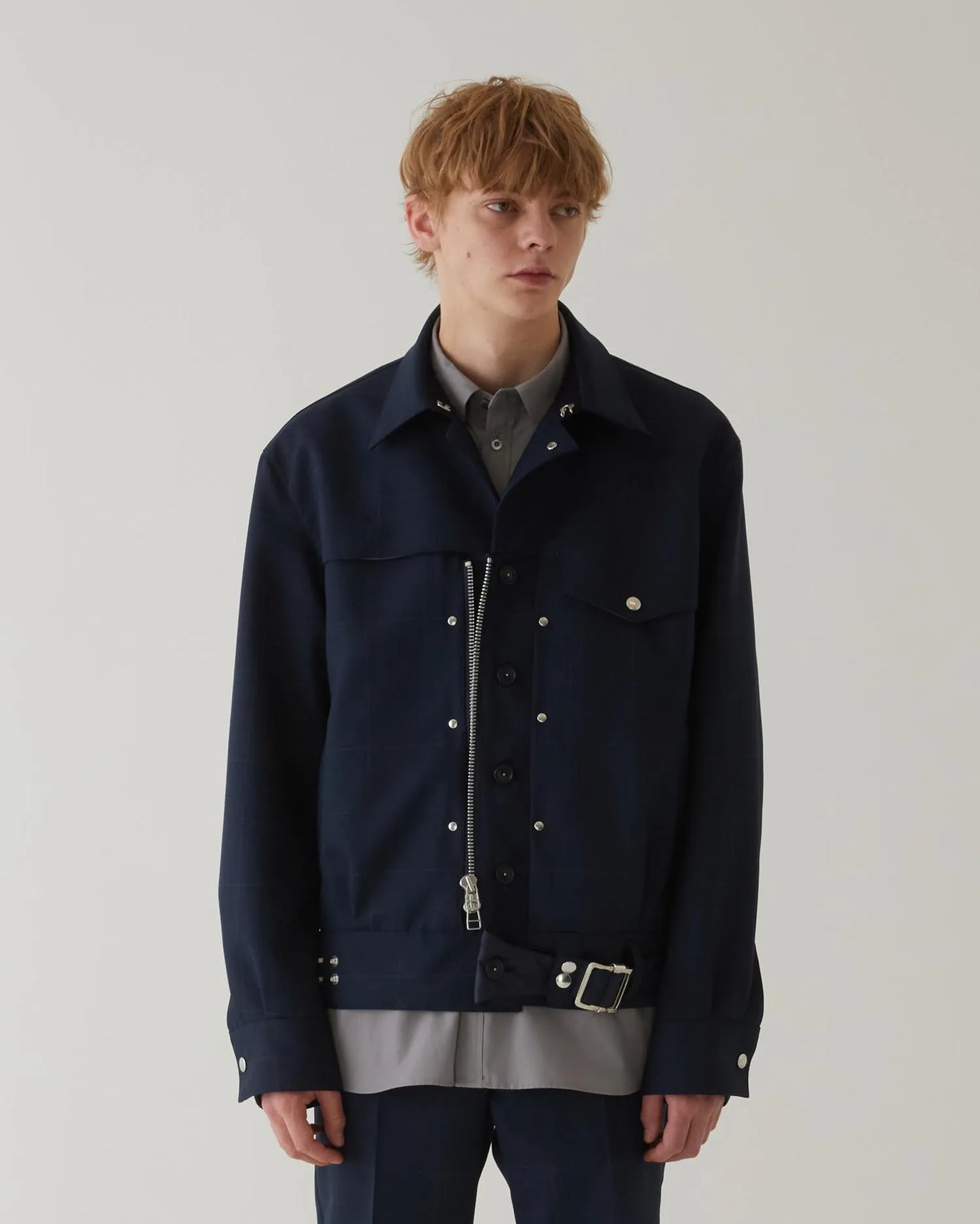 GLEN CHECK B.D JACKET NAVY