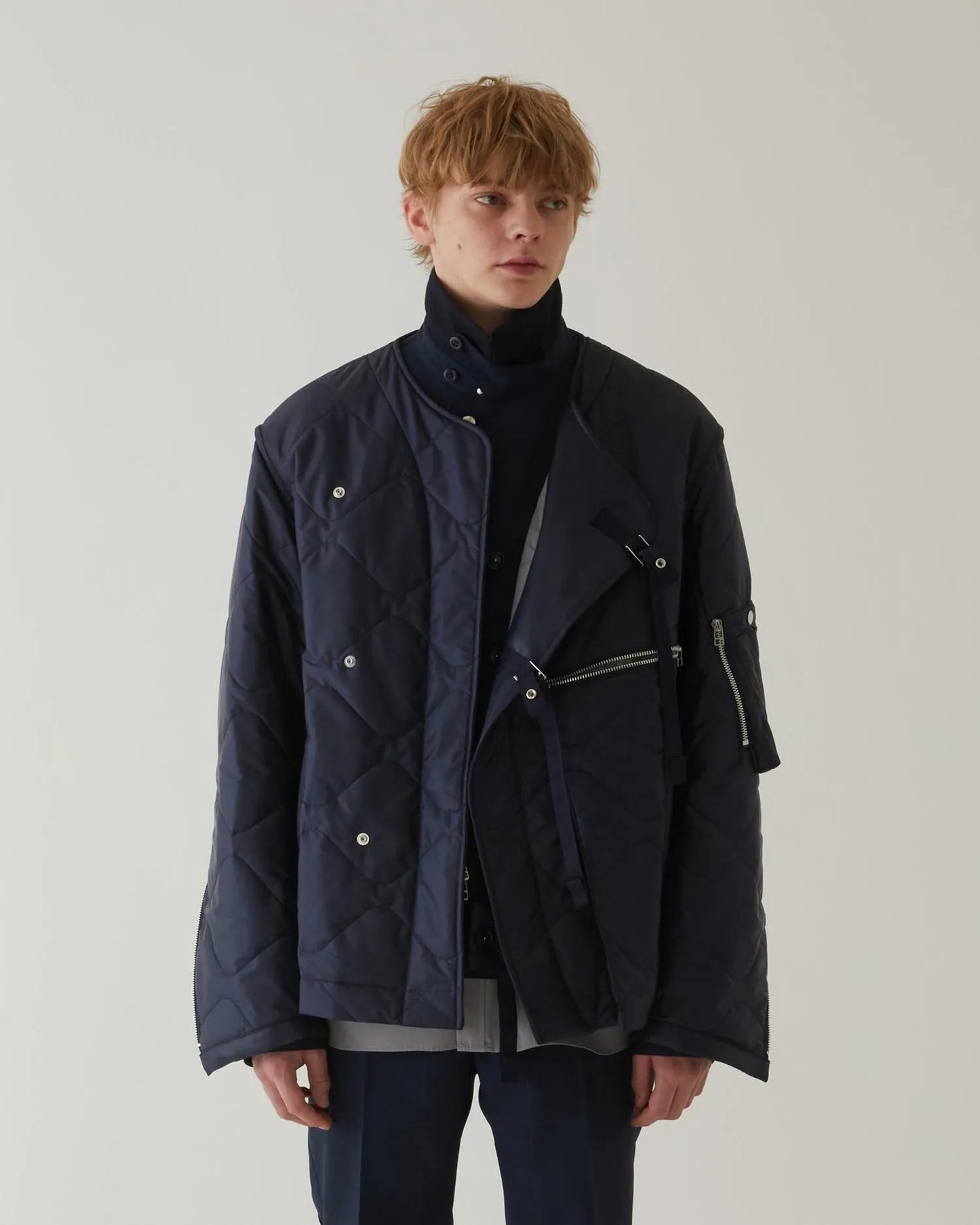 QUILTING JERKIN BLOUSON NAVY