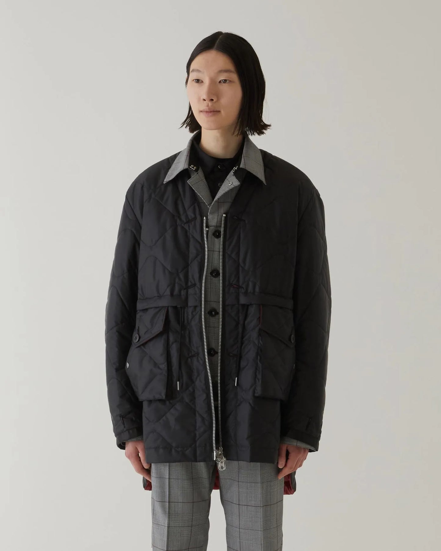 QUILTING LONG BLOUSON BLACK