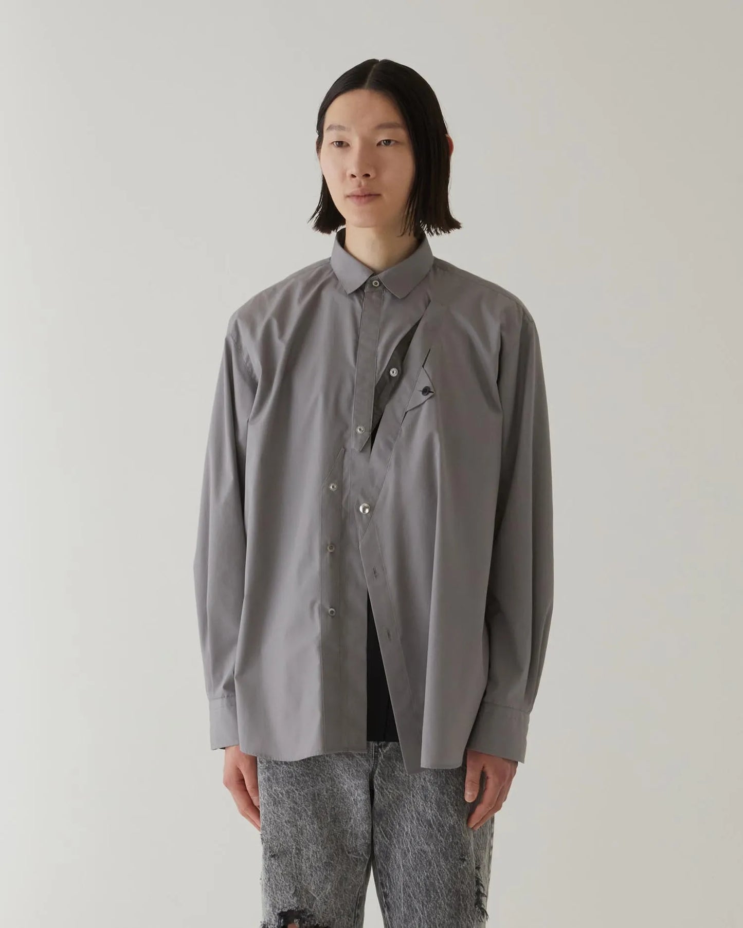 FRONT SLIT SHIRT GREY