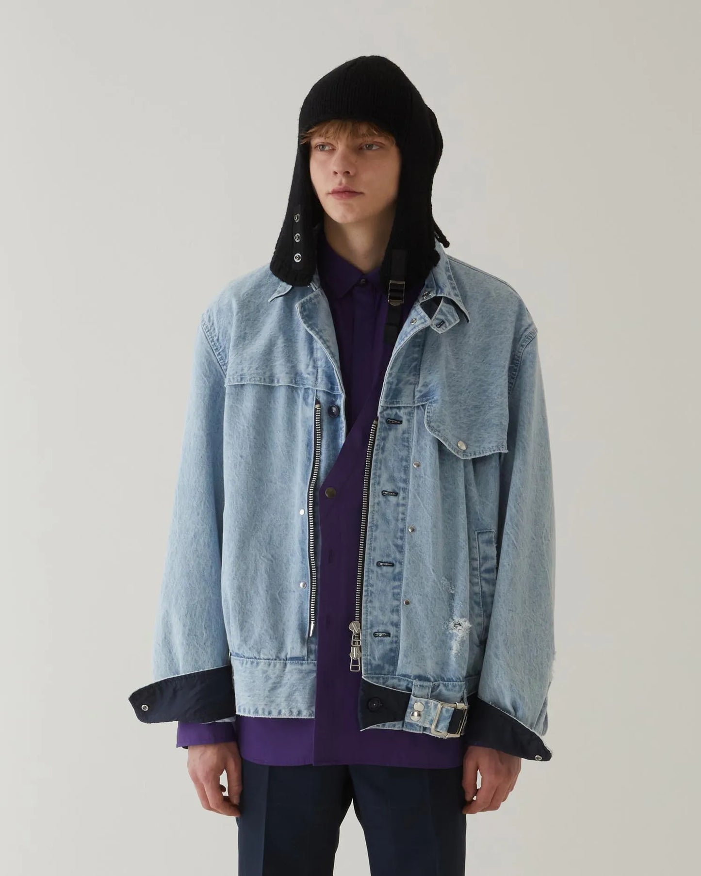 CRACKS BLEACH DENIM B.D JACKET INDIGO
