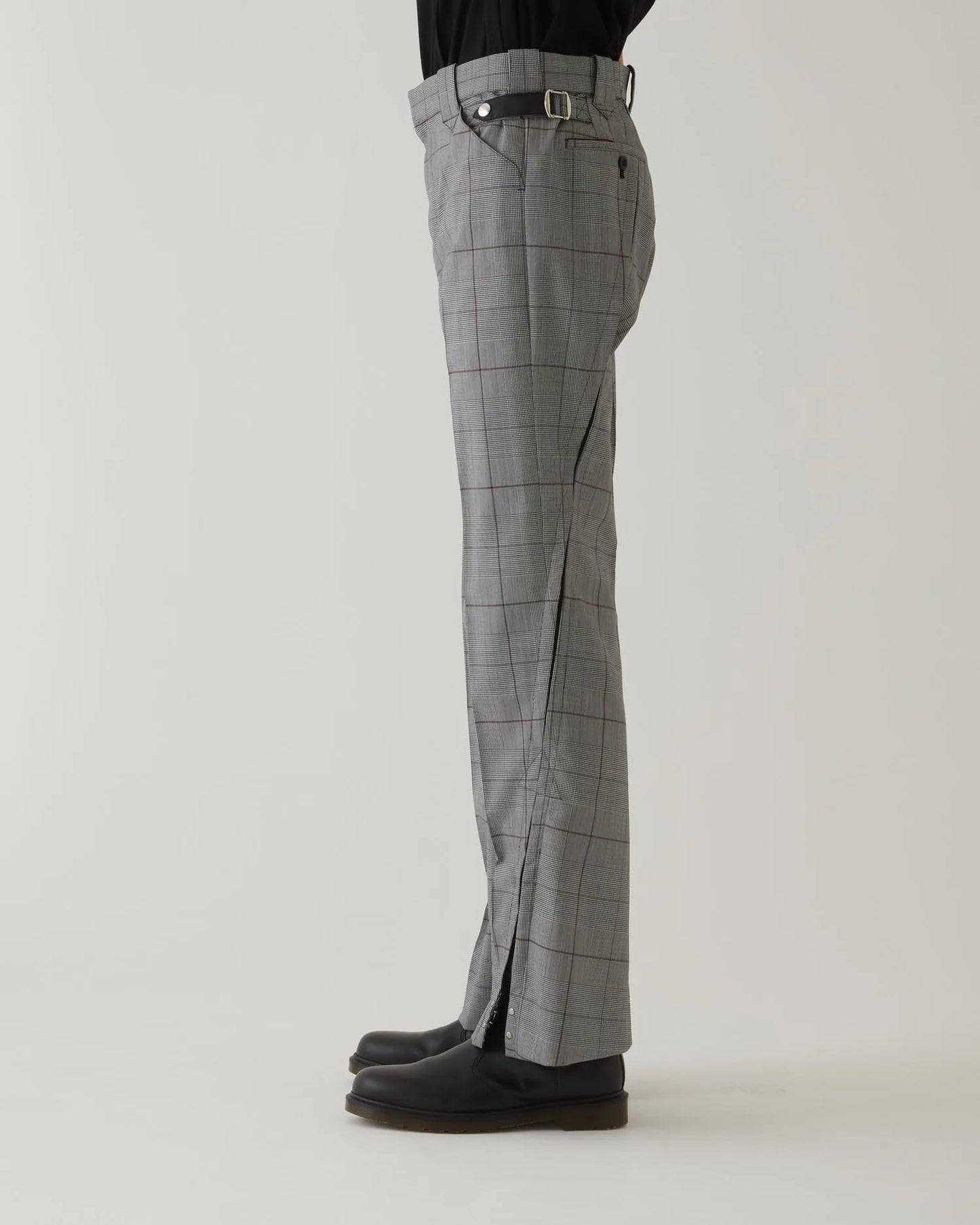 GLEN CHECK FLARED SLACKS GREY