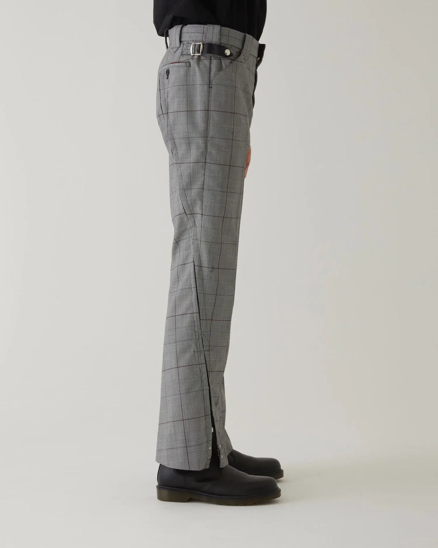 GLEN CHECK FLARED SLACKS GREY