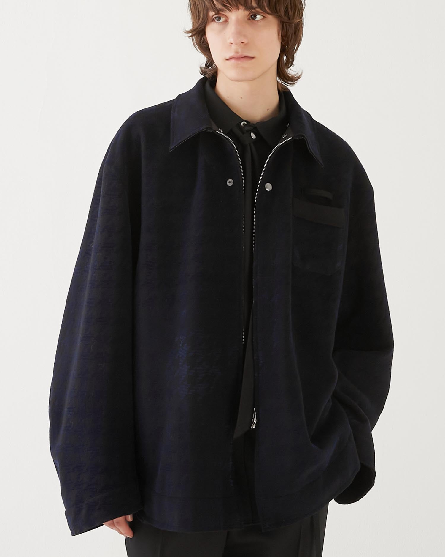 HOUNDSTOOTH HOODED SHIRT BLOUSON BLACK