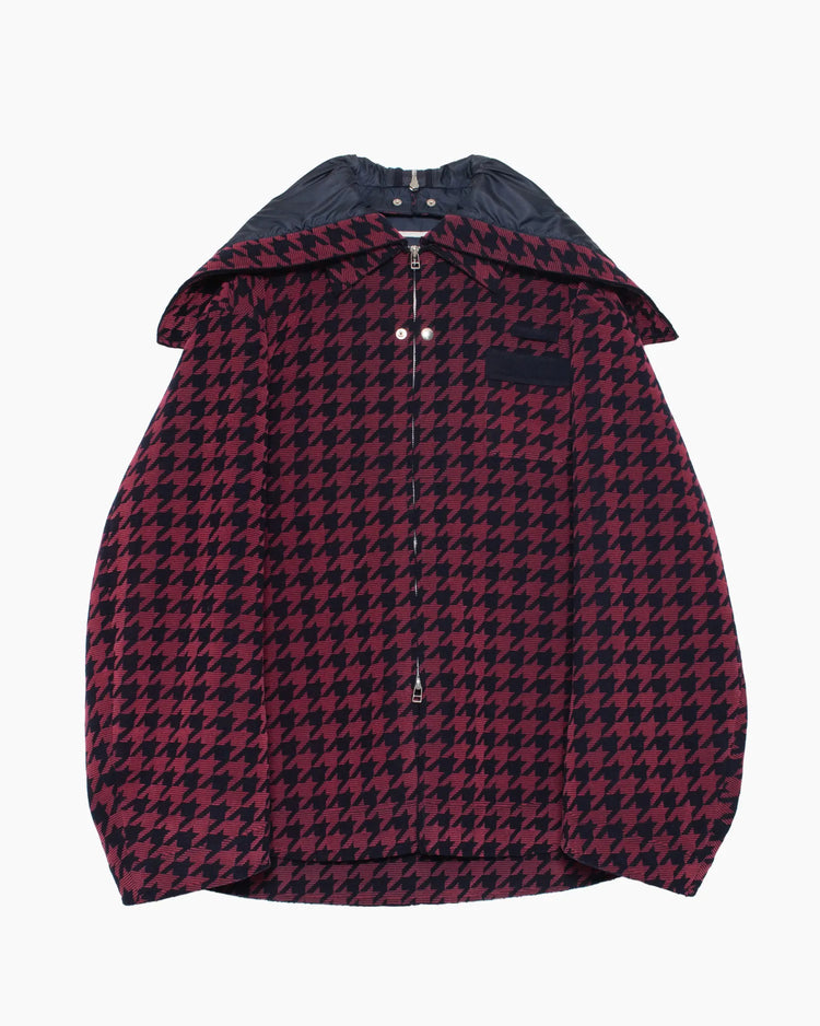 HOUNDSTOOTH HOODED SHIRT BLOUSON NAVY