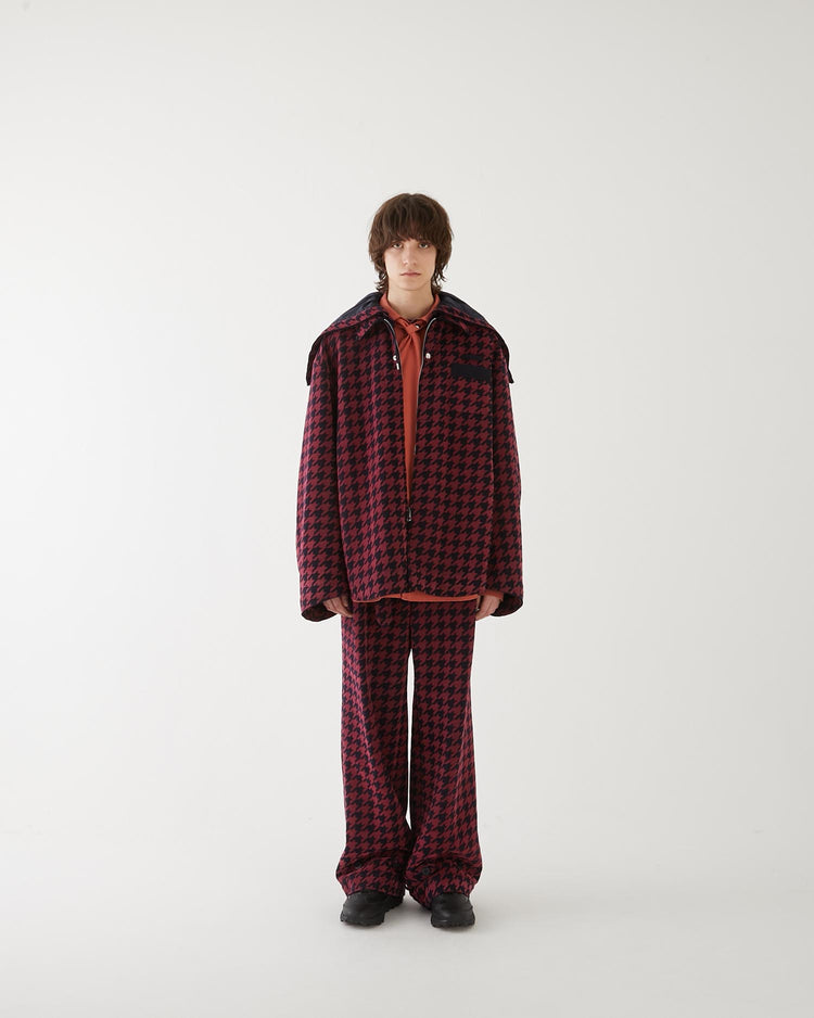 HOUNDSTOOTH HOODED SHIRT BLOUSON NAVY