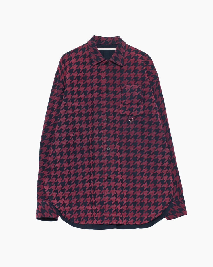 HOUNDSTOOTH GRANDPA SHIRT NAVY