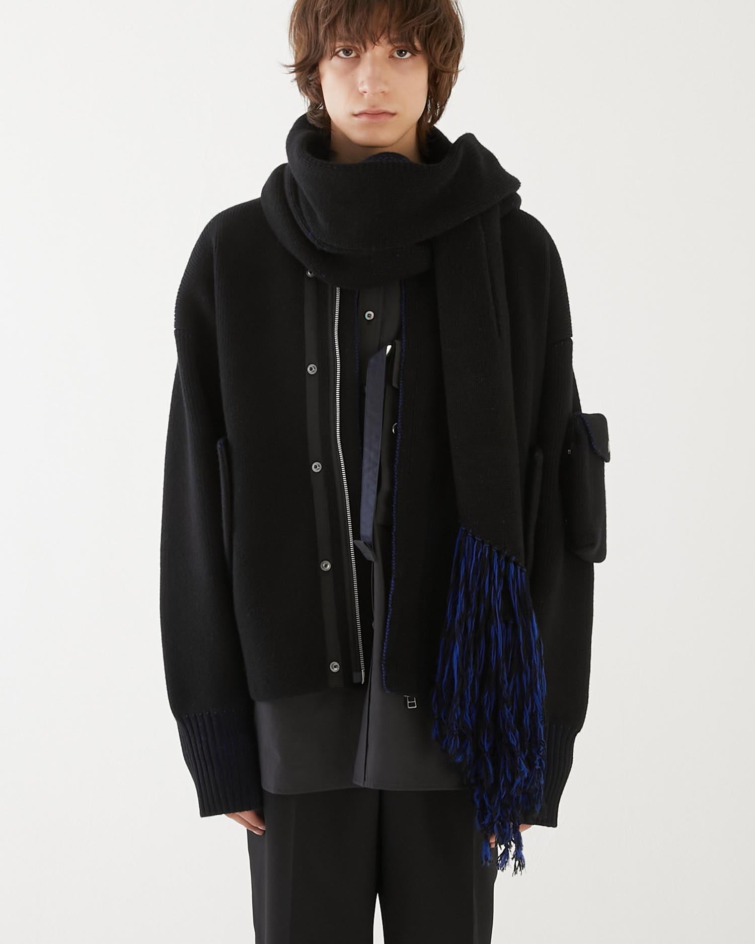 PLATING KNIT SLIT MUFFLER BLACK