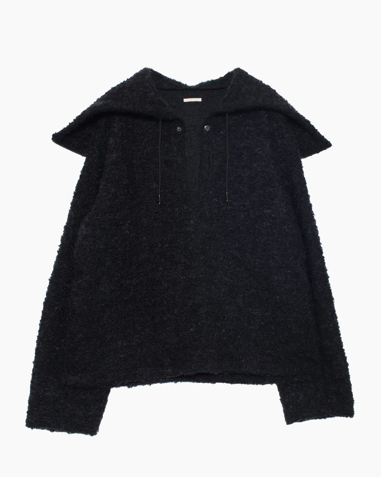 LOOP TWEED SLIT HOODIE BLACK