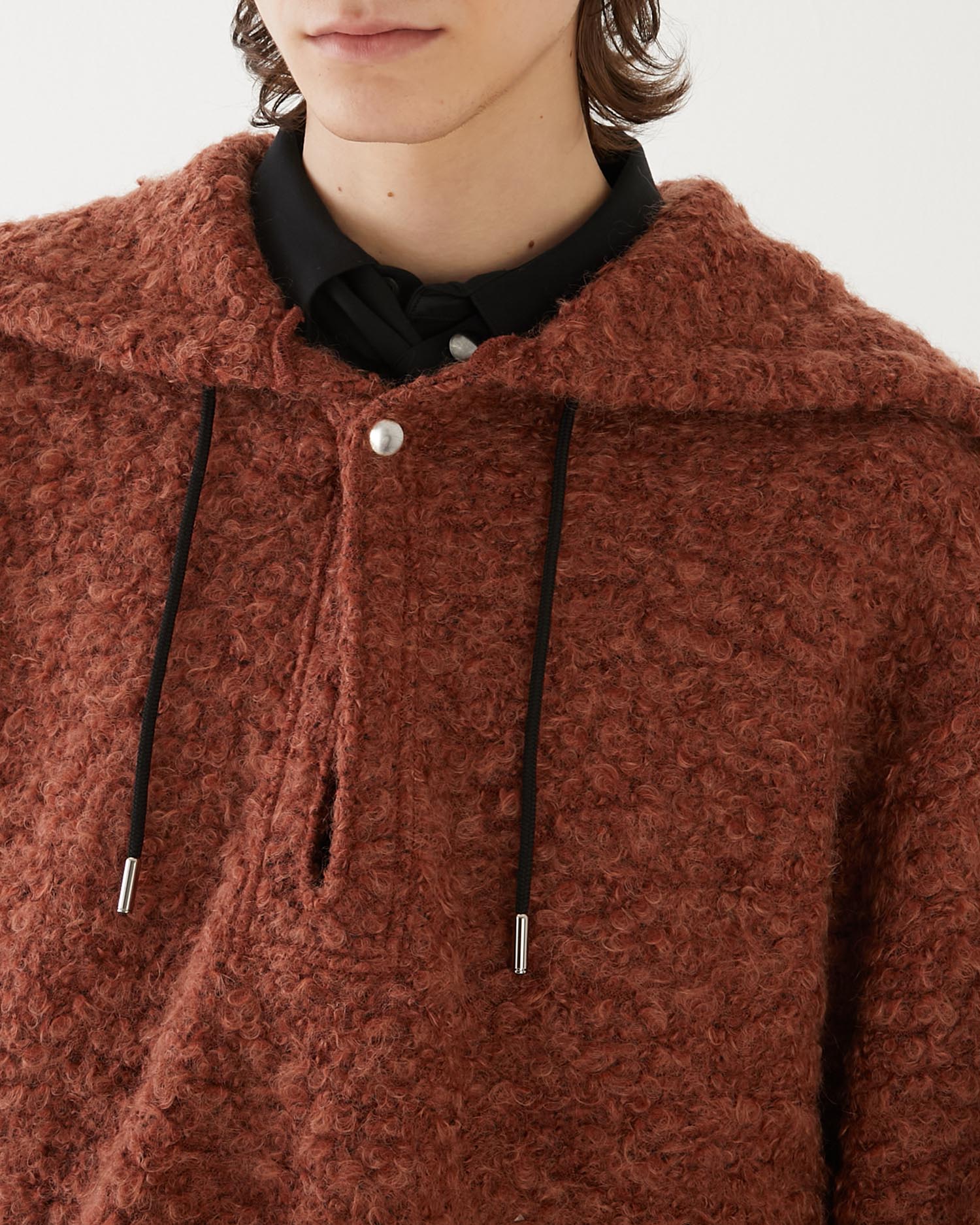 LOOP TWEED SLIT HOODIE ORANGE