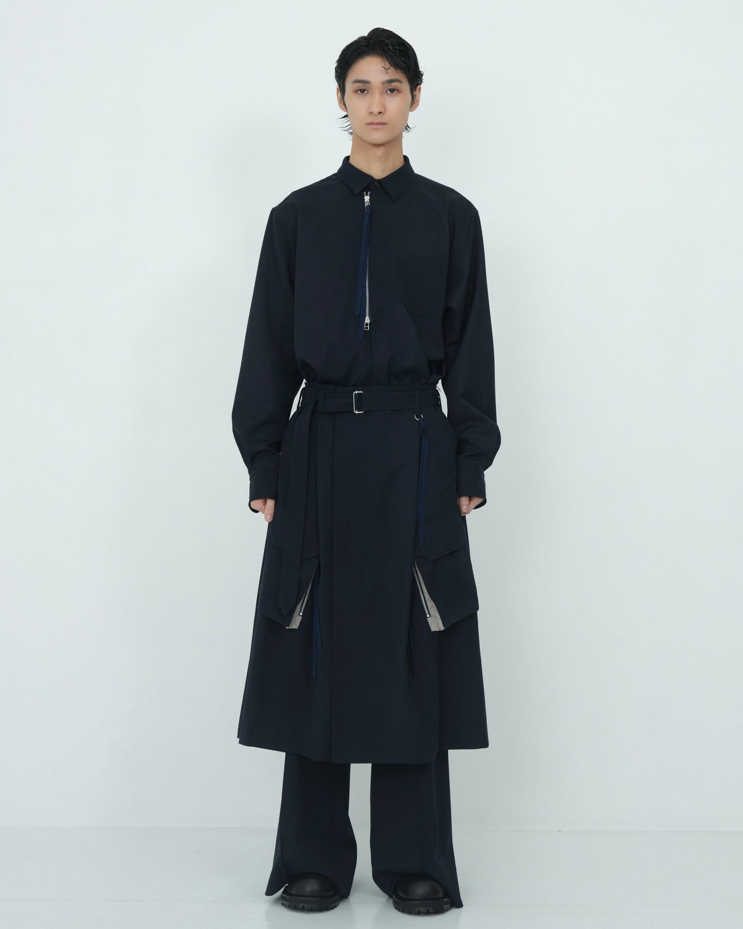 SOUTIEN COLLAR COMBAT SKIRT NAVY