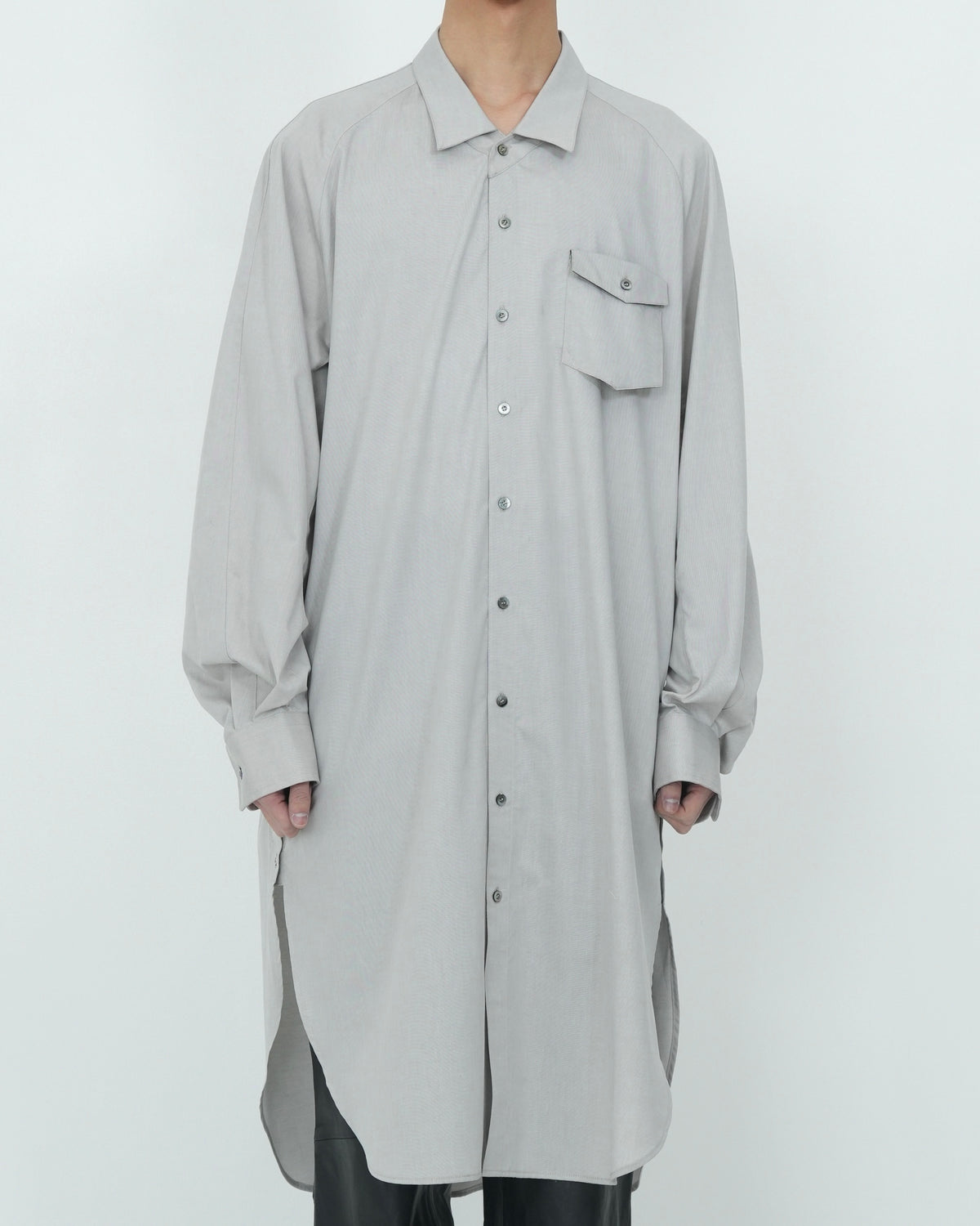 LOOSE NECK LONG SHIRT GREY