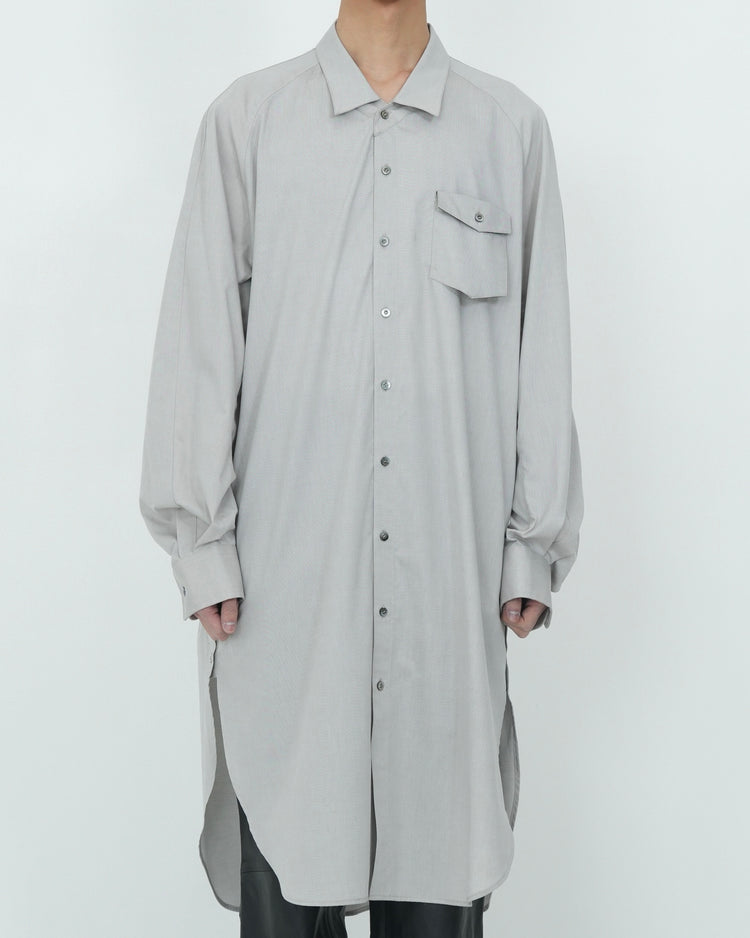 LOOSE NECK LONG SHIRT GREY