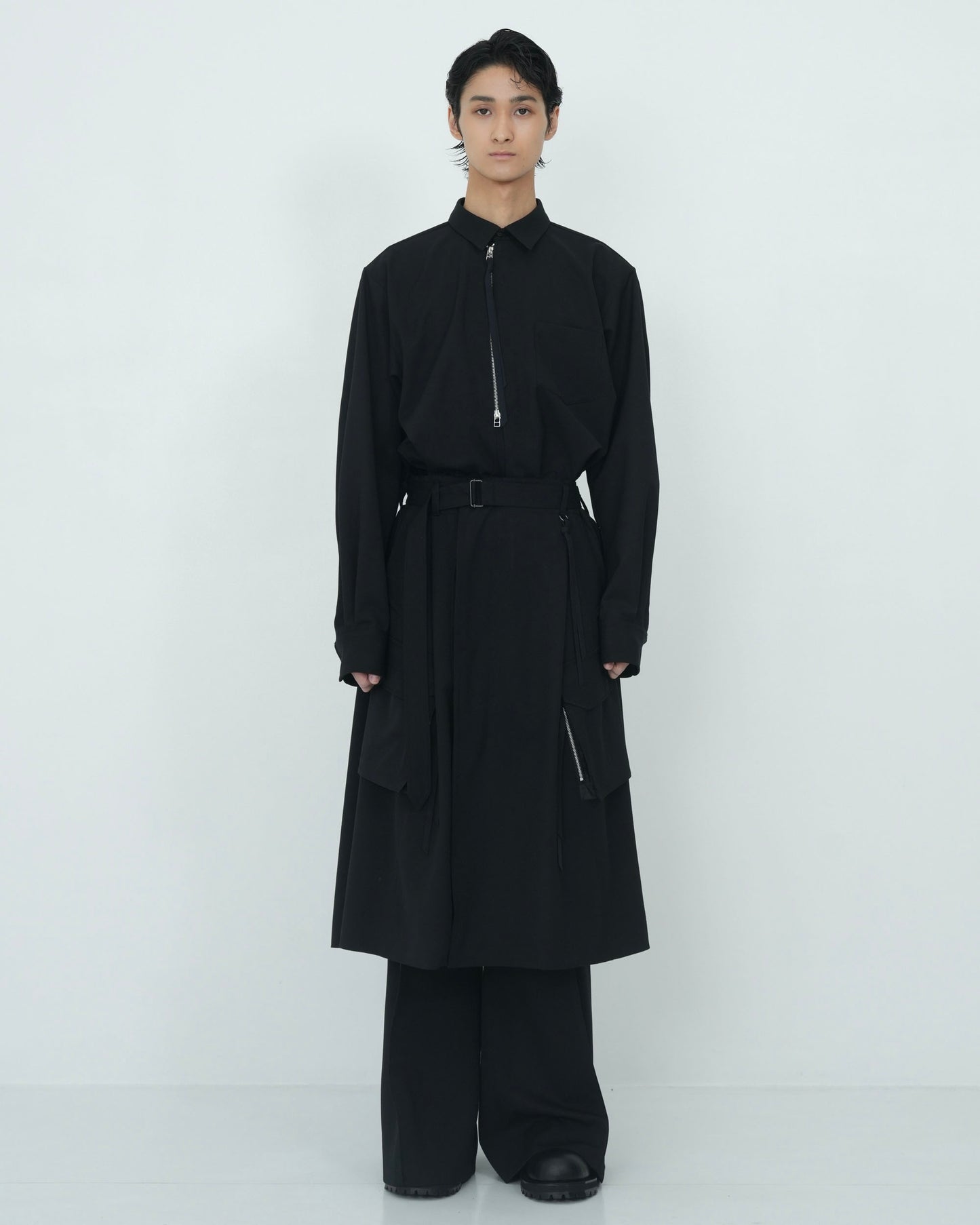 SOUTIEN COLLAR COMBAT SKIRT BLACK