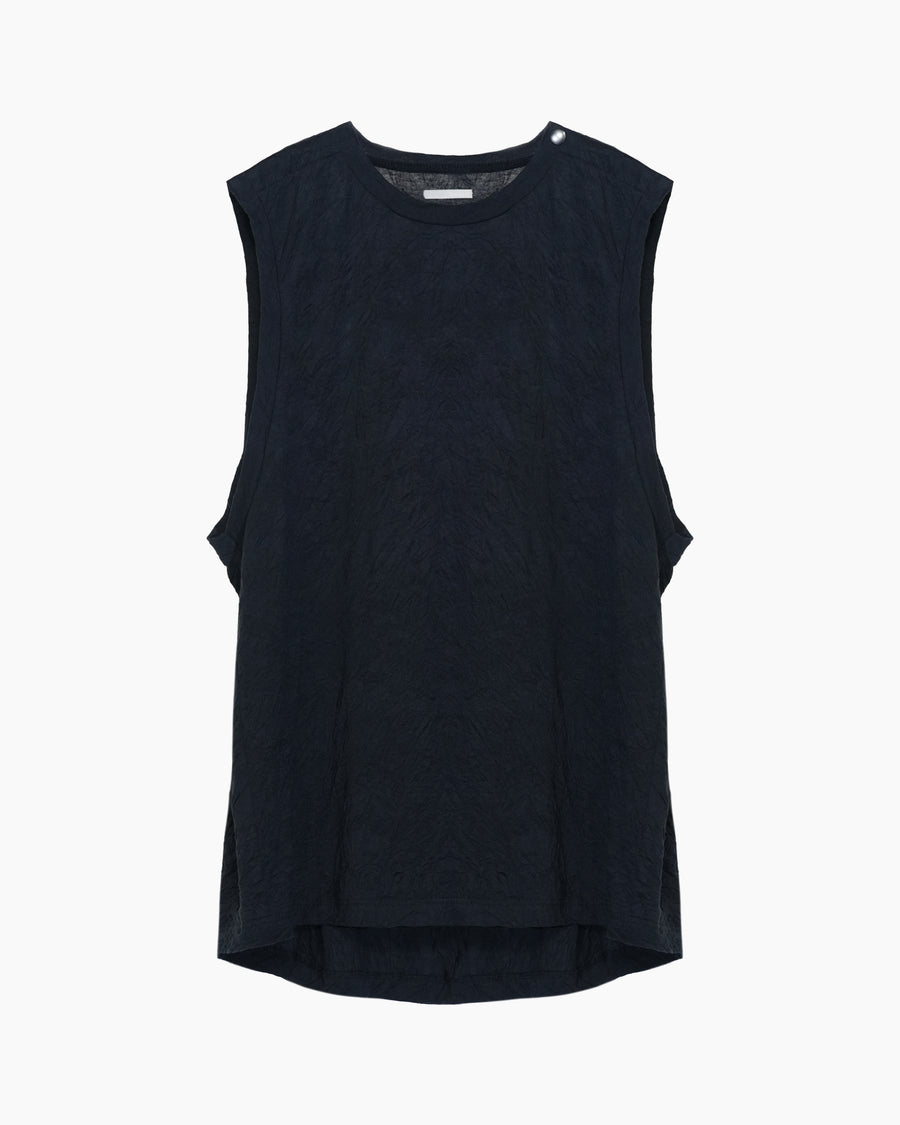 WRINKLED SLEEVELESS TOPS BLACK