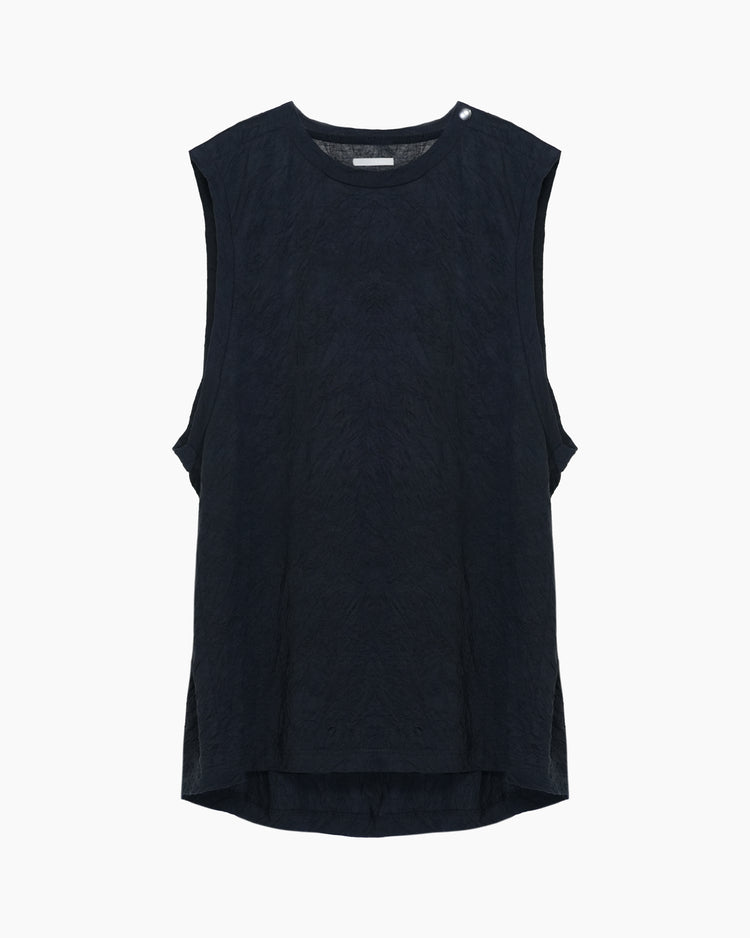 WRINKLED SLEEVELESS TOPS BLACK