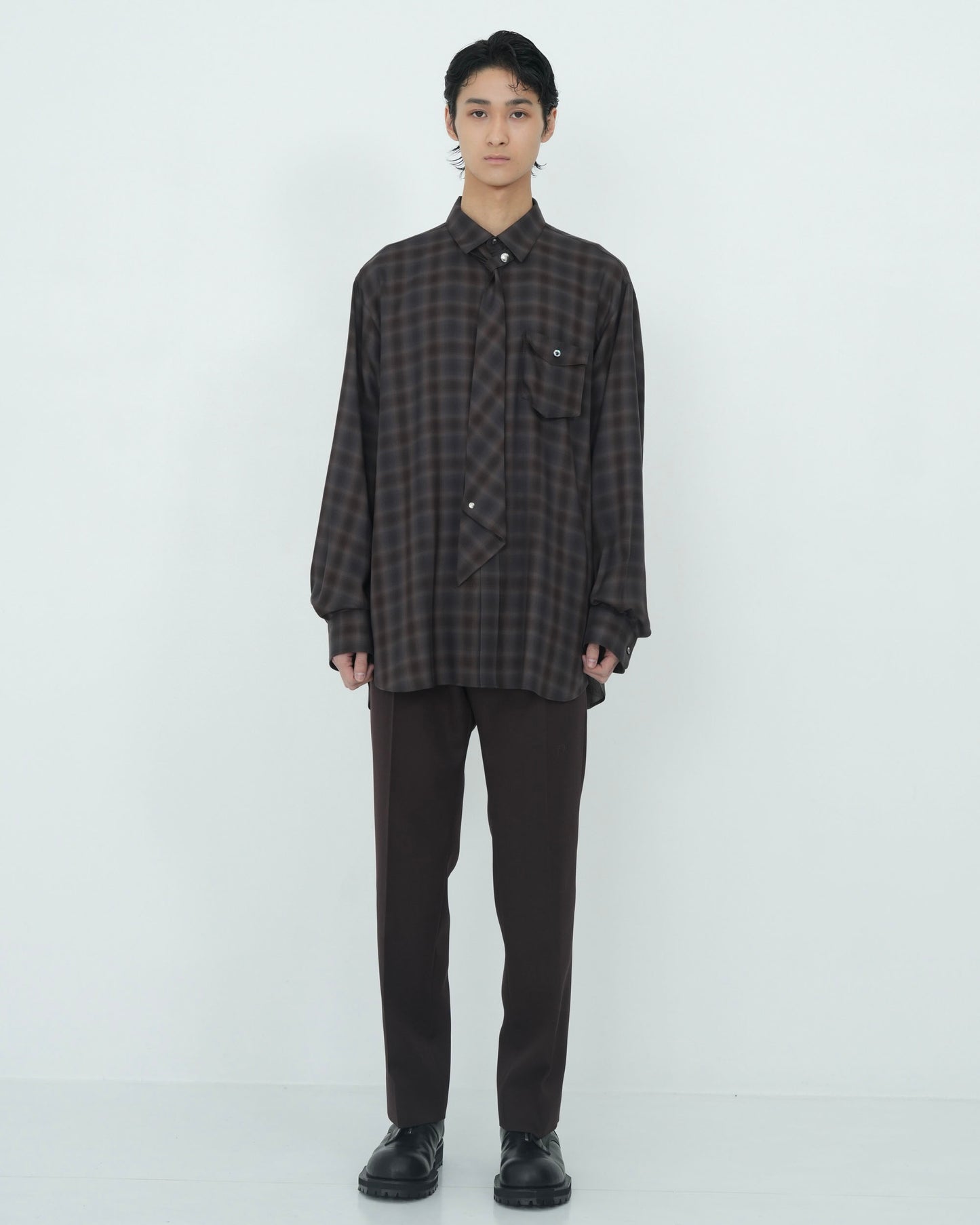 NECKTIE SHIRT BROWN