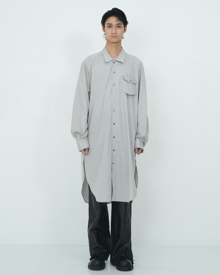 LOOSE NECK LONG SHIRT GREY