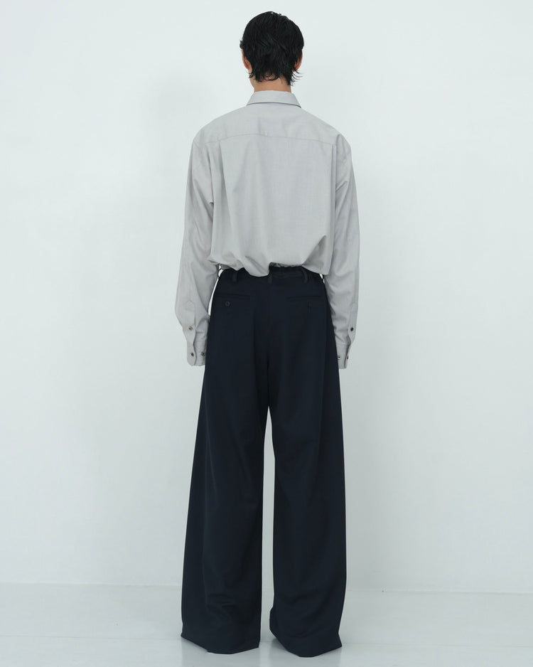 4-TUCK WIDE SLACKS NAVY