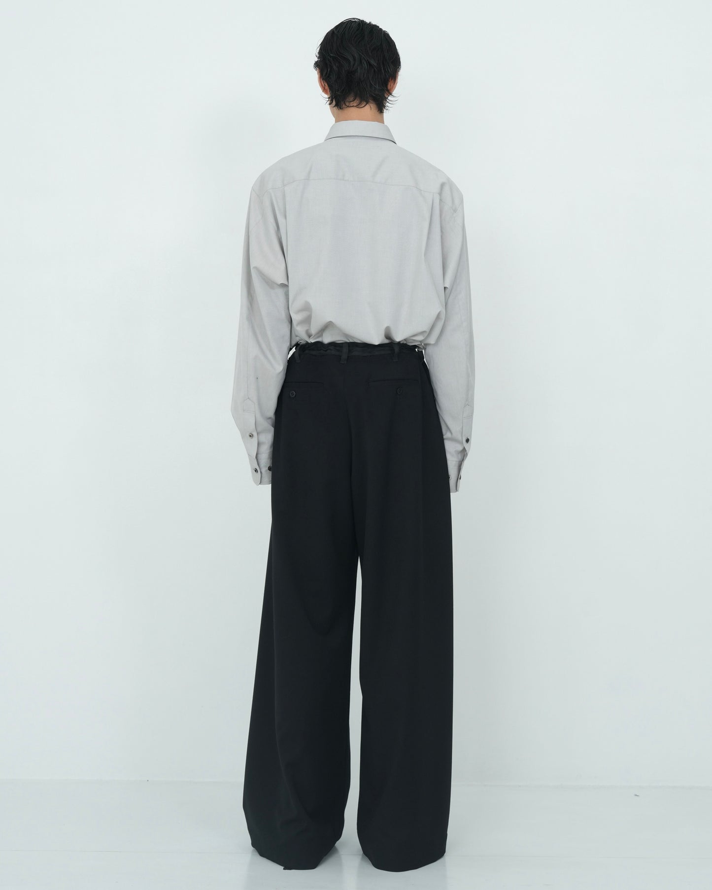 4-TUCK WIDE SLACKS BLACK