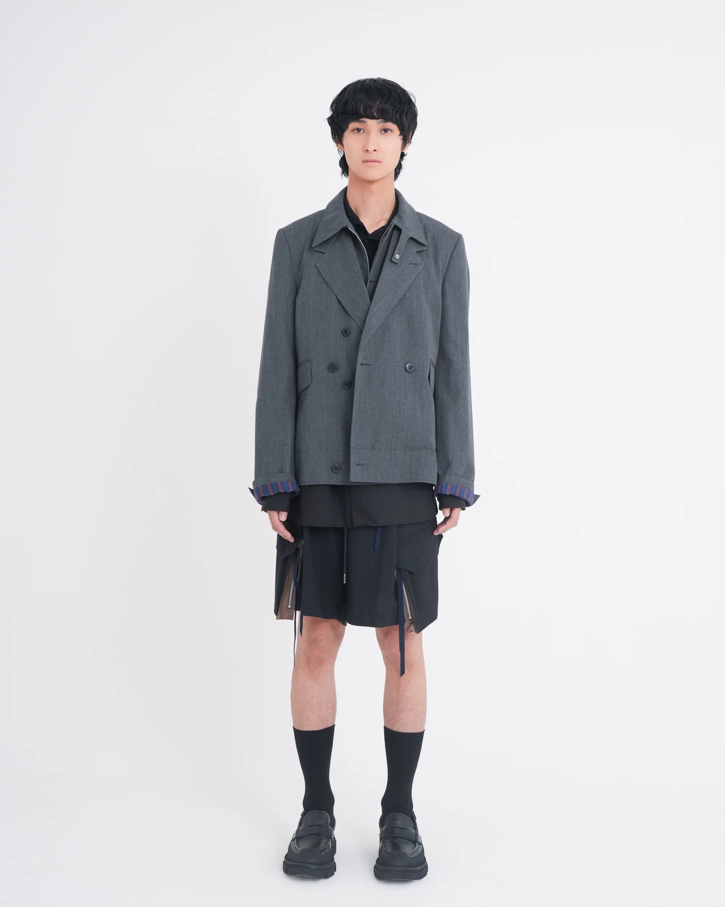 DOUBLE - BREASTED DECK JACKET GREY