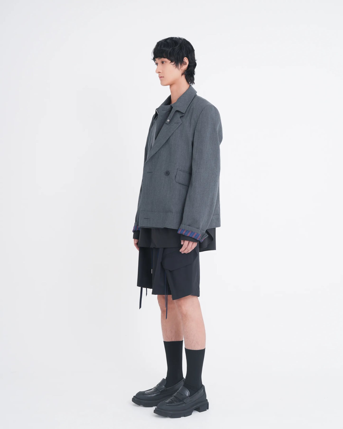 DOUBLE - BREASTED DECK JACKET GREY