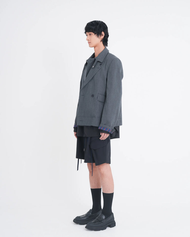 DOUBLE - BREASTED DECK JACKET GREY