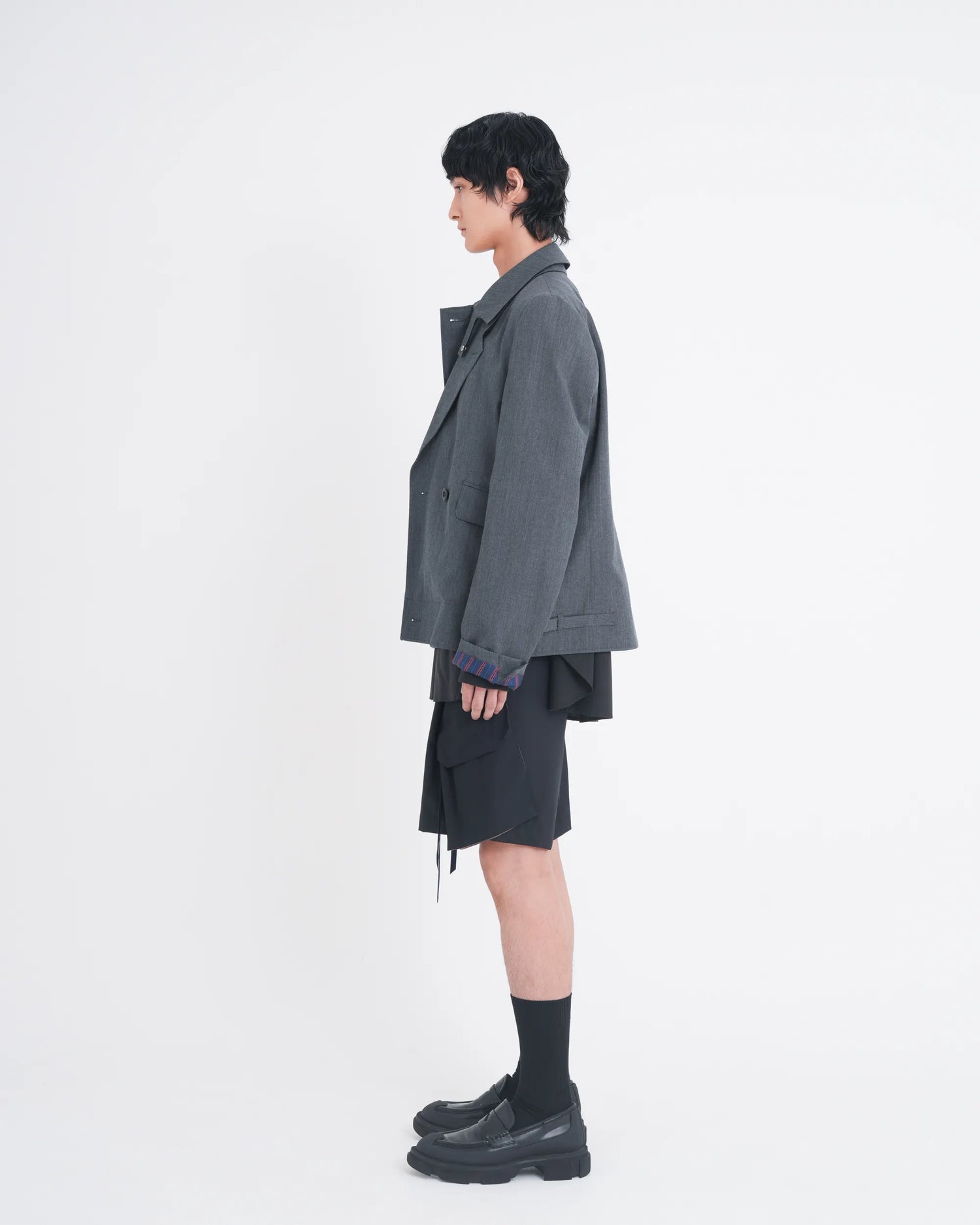 DOUBLE - BREASTED DECK JACKET GREY