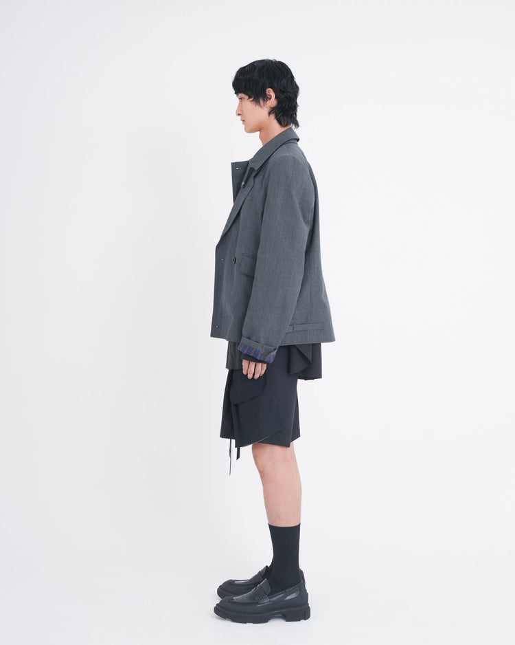 DOUBLE - BREASTED DECK JACKET GREY