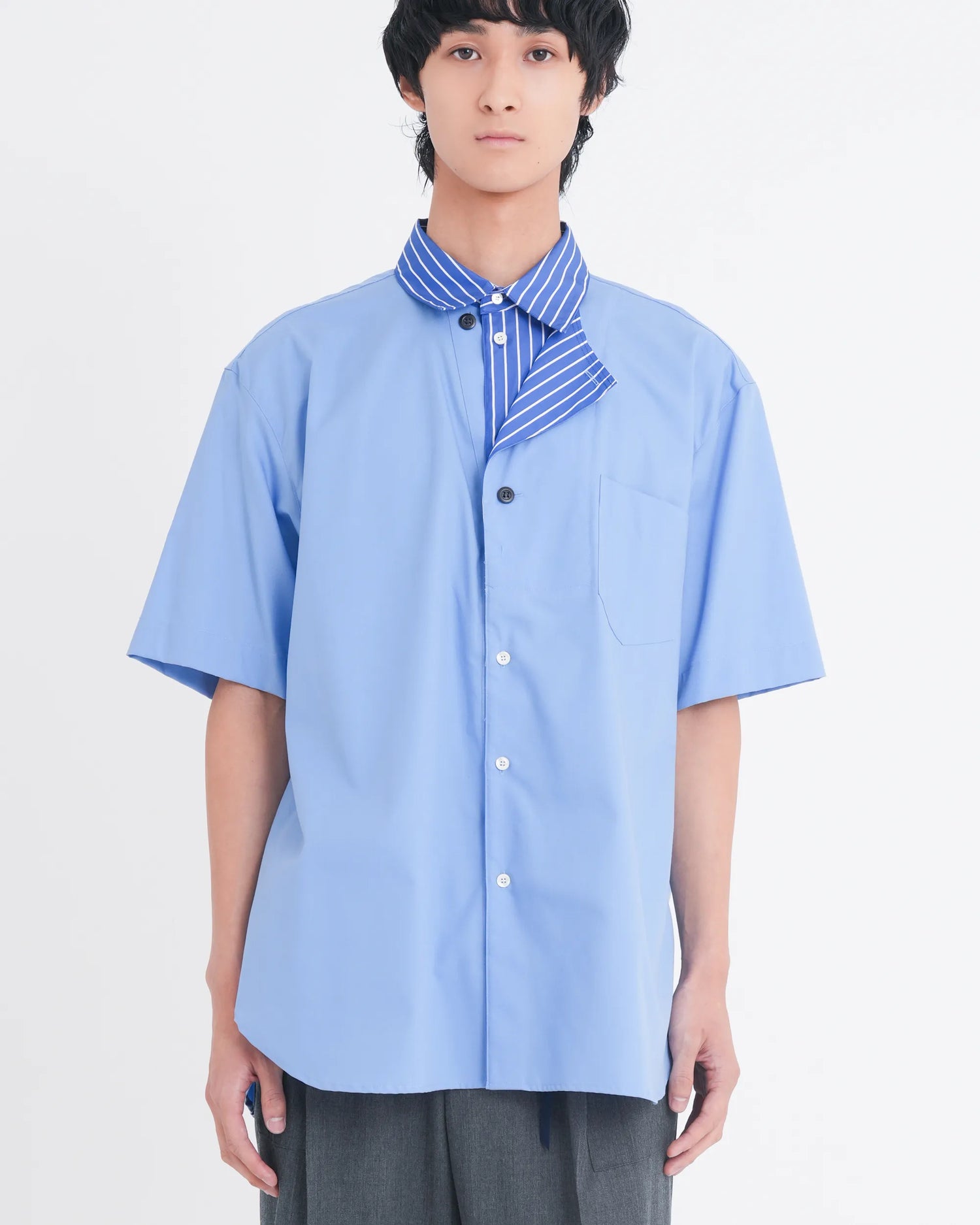 OXFORD LAYERED S/S SHIRT BLUE