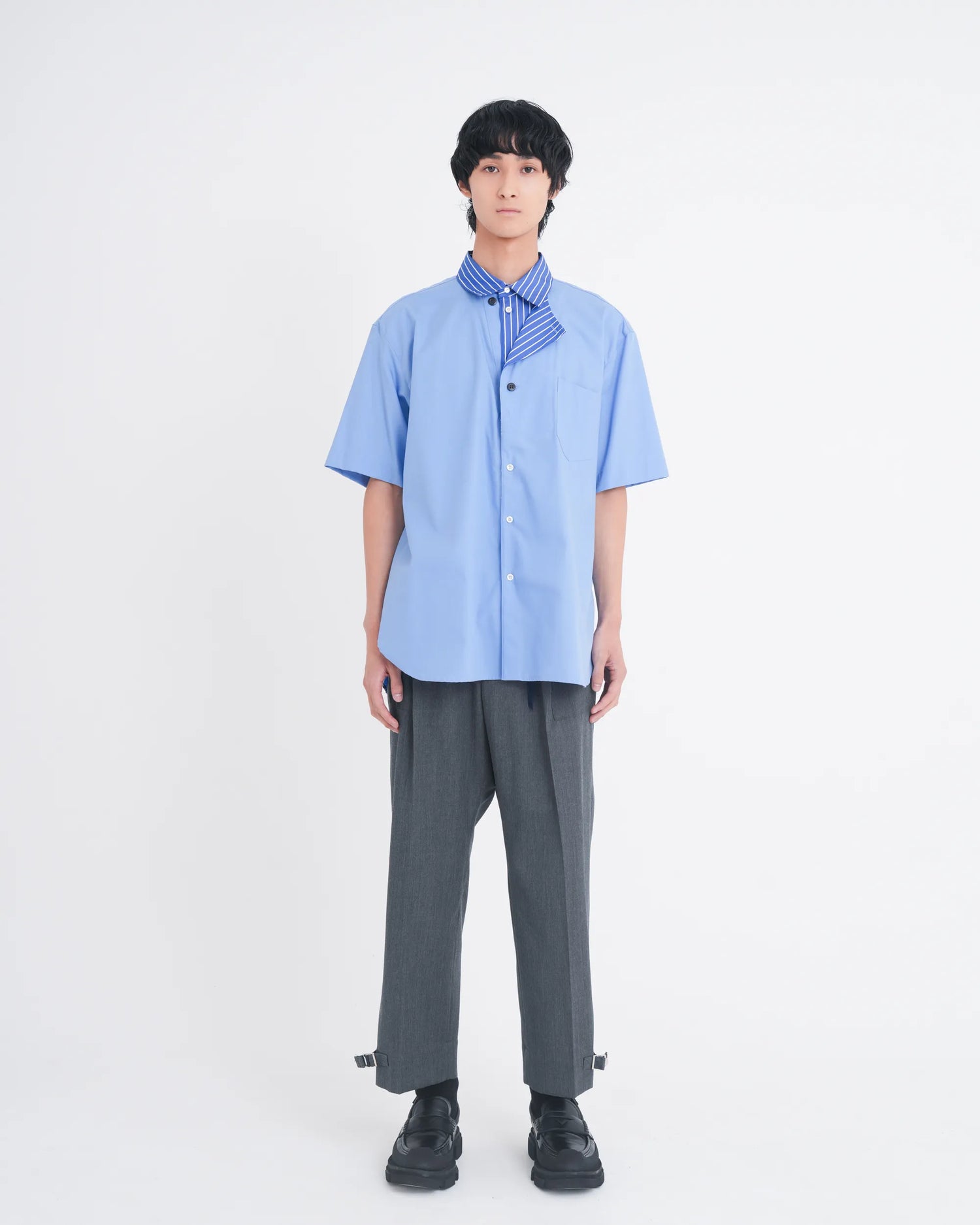 OXFORD LAYERED S/S SHIRT BLUE