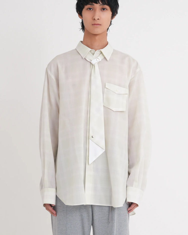 OMBRE CHECK NECKTIE SHIRT LIME GREEN