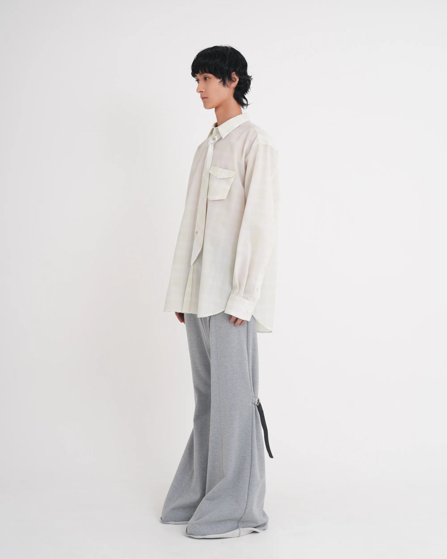 OMBRE CHECK NECKTIE SHIRT LIME GREEN