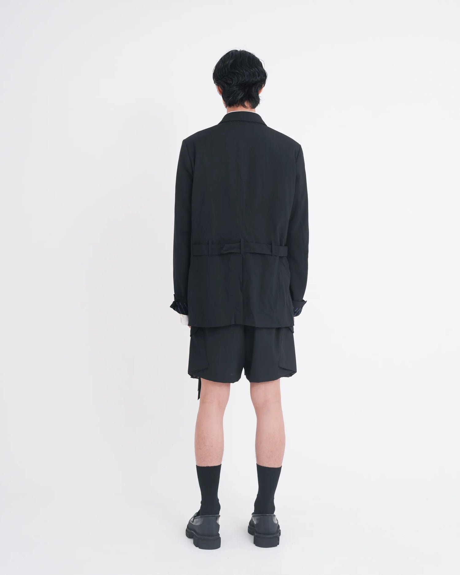 WRINKLED DOUBLE - BREASTED JACKET BLACK