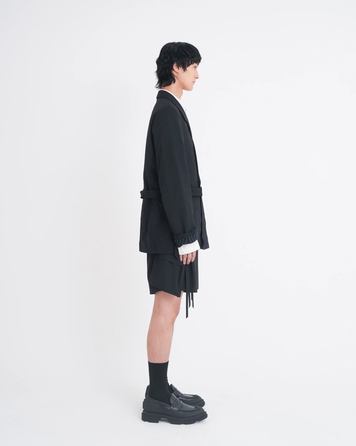 WRINKLED DOUBLE - BREASTED JACKET BLACK