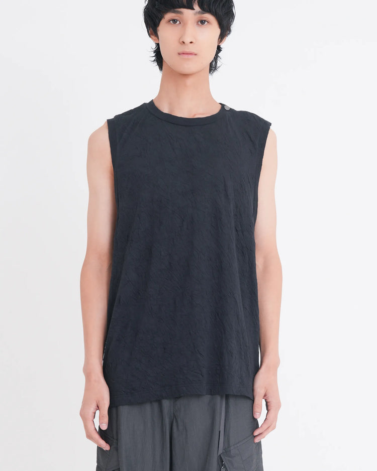 WRINKLED SLEEVELESS TOPS BLACK