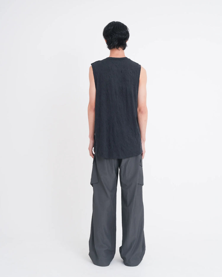 WRINKLED SLEEVELESS TOPS BLACK
