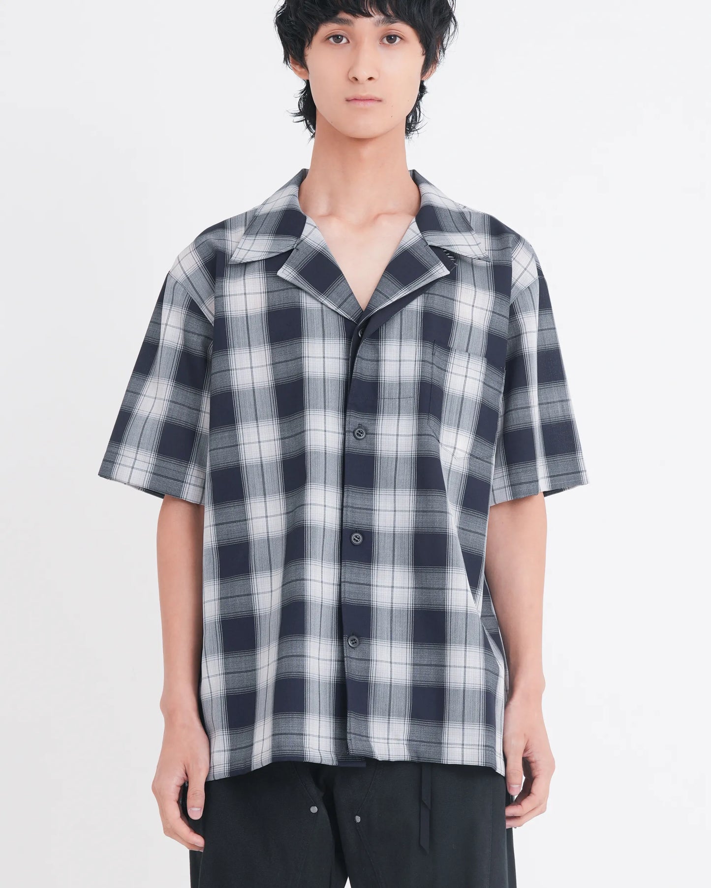 OMBRE CHECK LAYERED SHIRT NAVY
