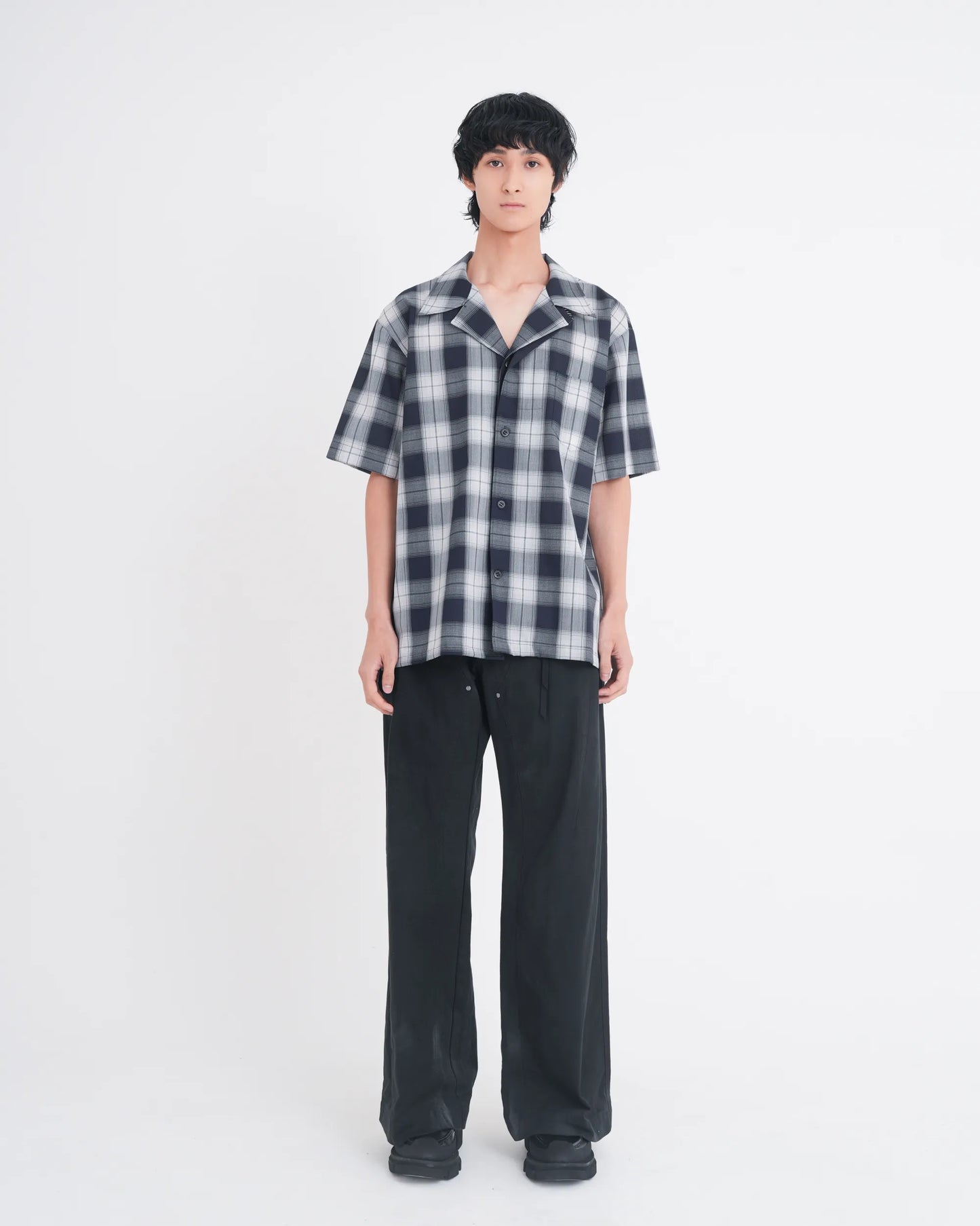 OMBRE CHECK LAYERED SHIRT NAVY