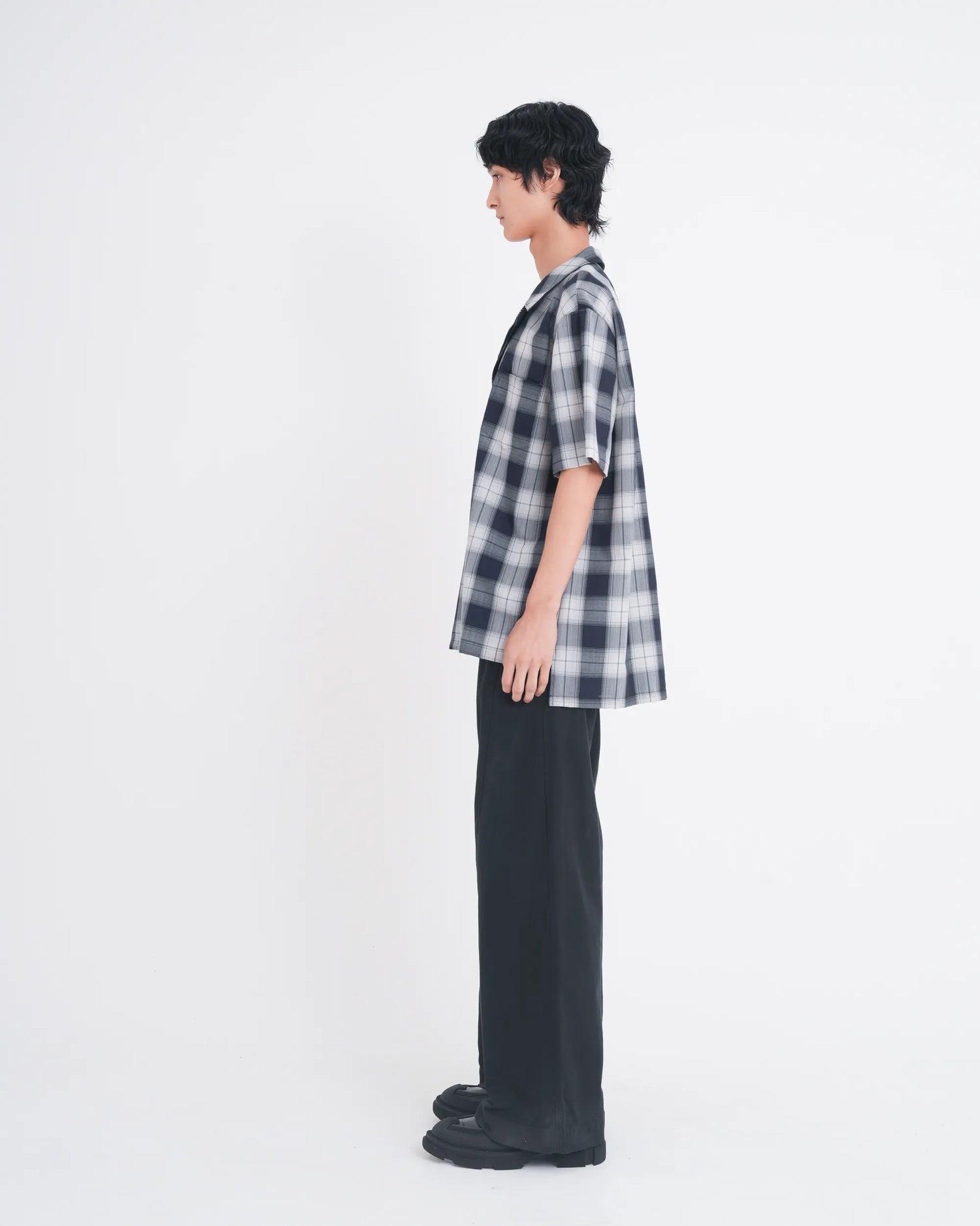 OMBRE CHECK LAYERED SHIRT NAVY