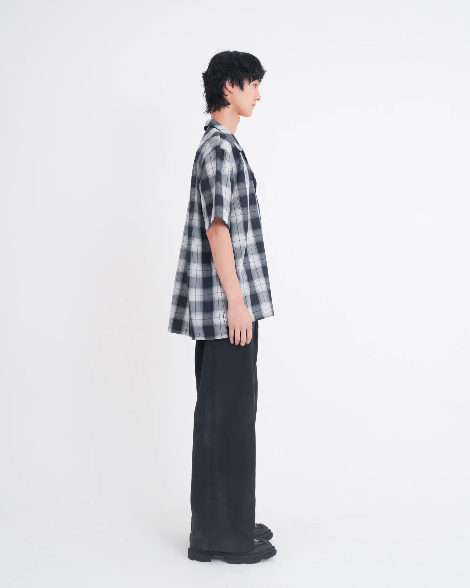 OMBRE CHECK LAYERED SHIRT NAVY